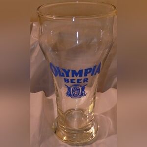 Vintage Olympia Beer Glass with Blue Logo